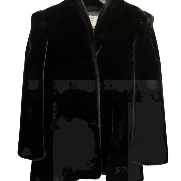 Vintage Womens Coat 13-14 Glenoit Intrigue Black Faux Fur Union Made in USA. - Picture 2 of 14